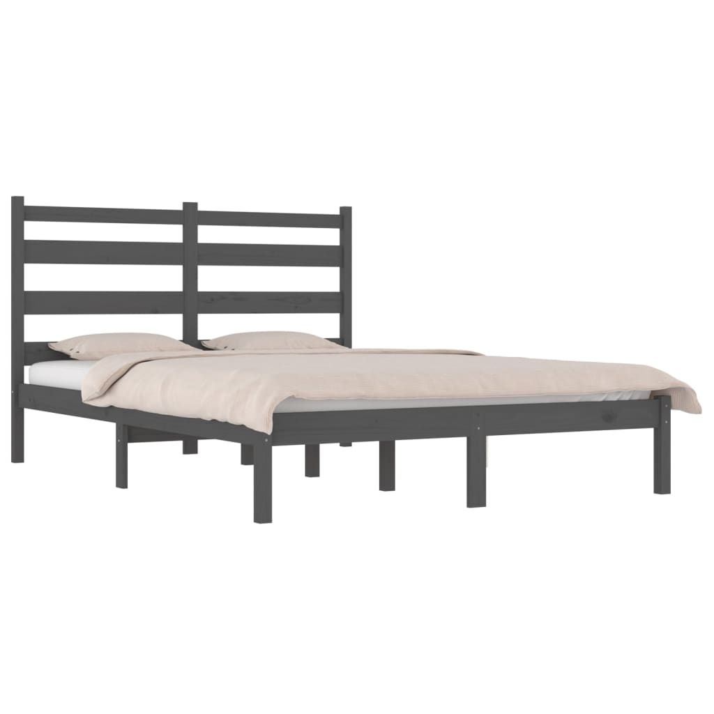 Giroletto Grigio in Legno Massello di Pino 135x190 cm Double