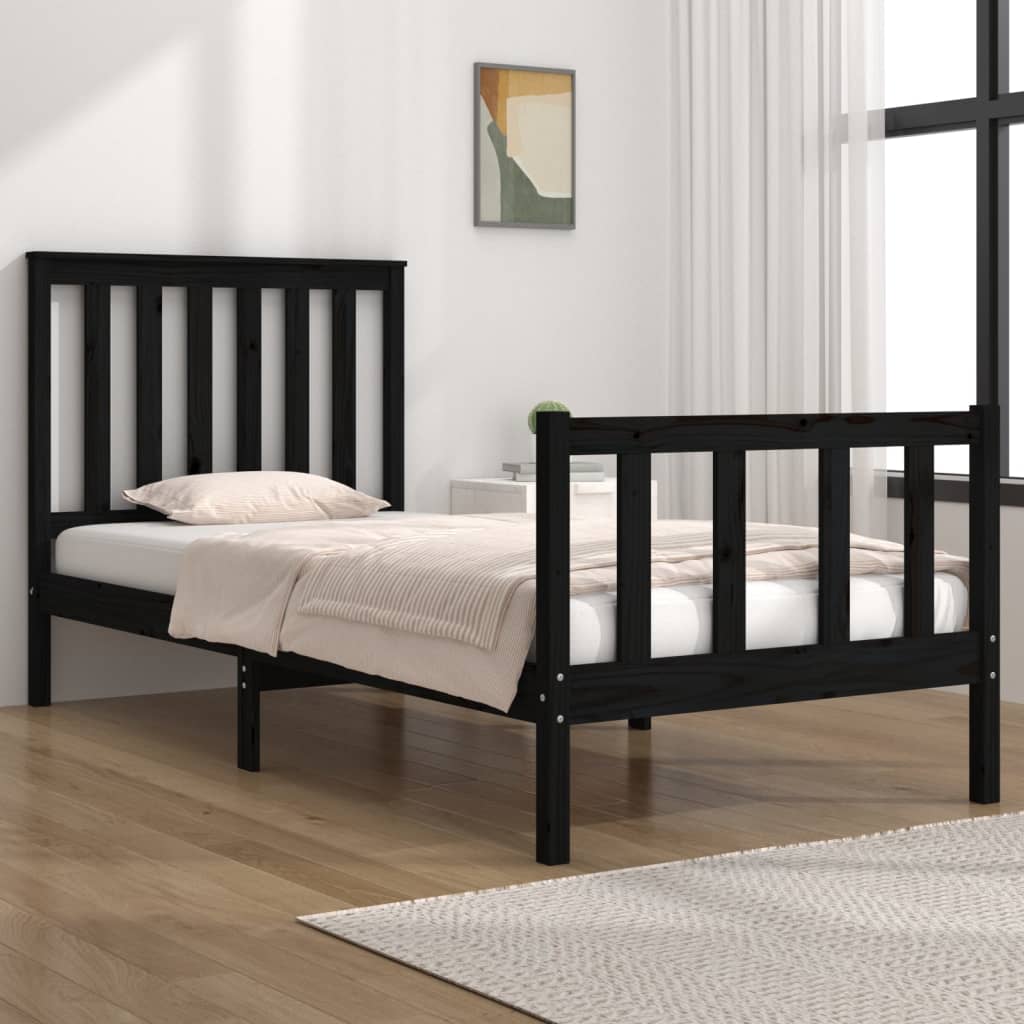 Giroletto in Legno Massello Nero 75x190 cm Small Single