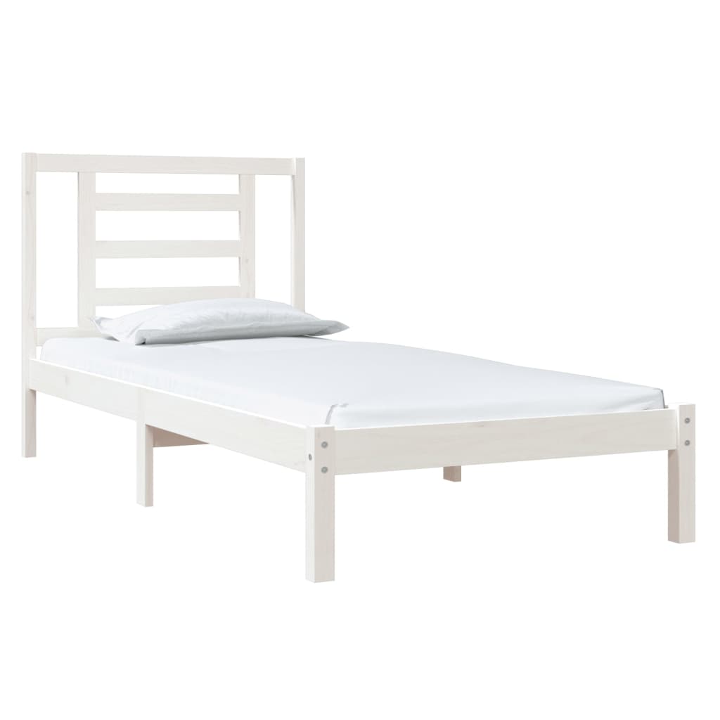 Letto senza Materasso Bianco 90x190 cm in Legno Massello Pino