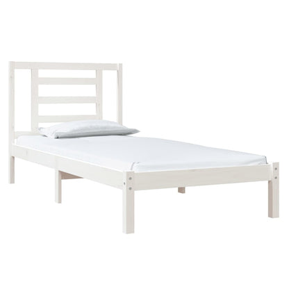 Letto senza Materasso Bianco 90x190 cm in Legno Massello Pino