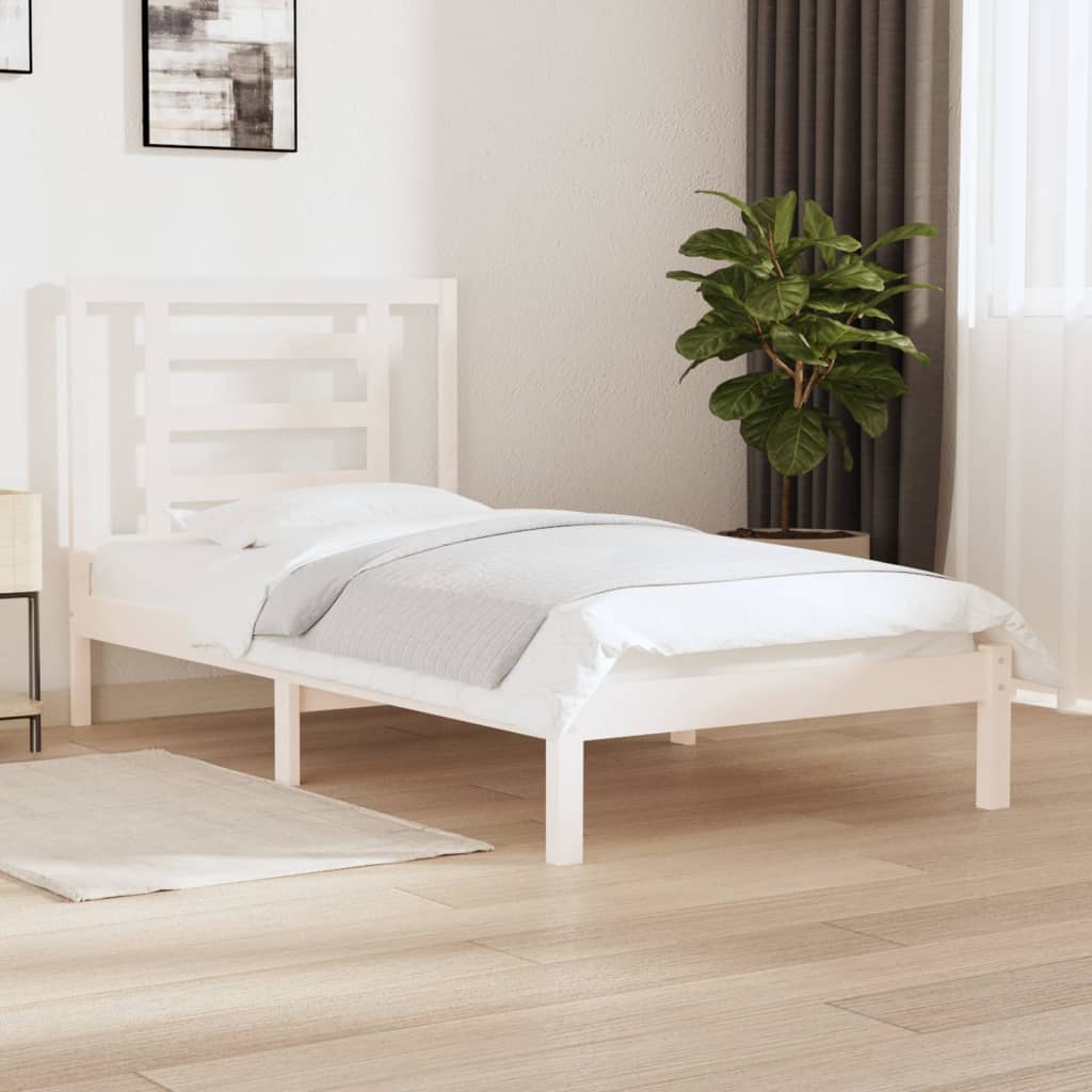 Giroletto senza Materasso Bianco 90x200 cm Legno Massello Pino