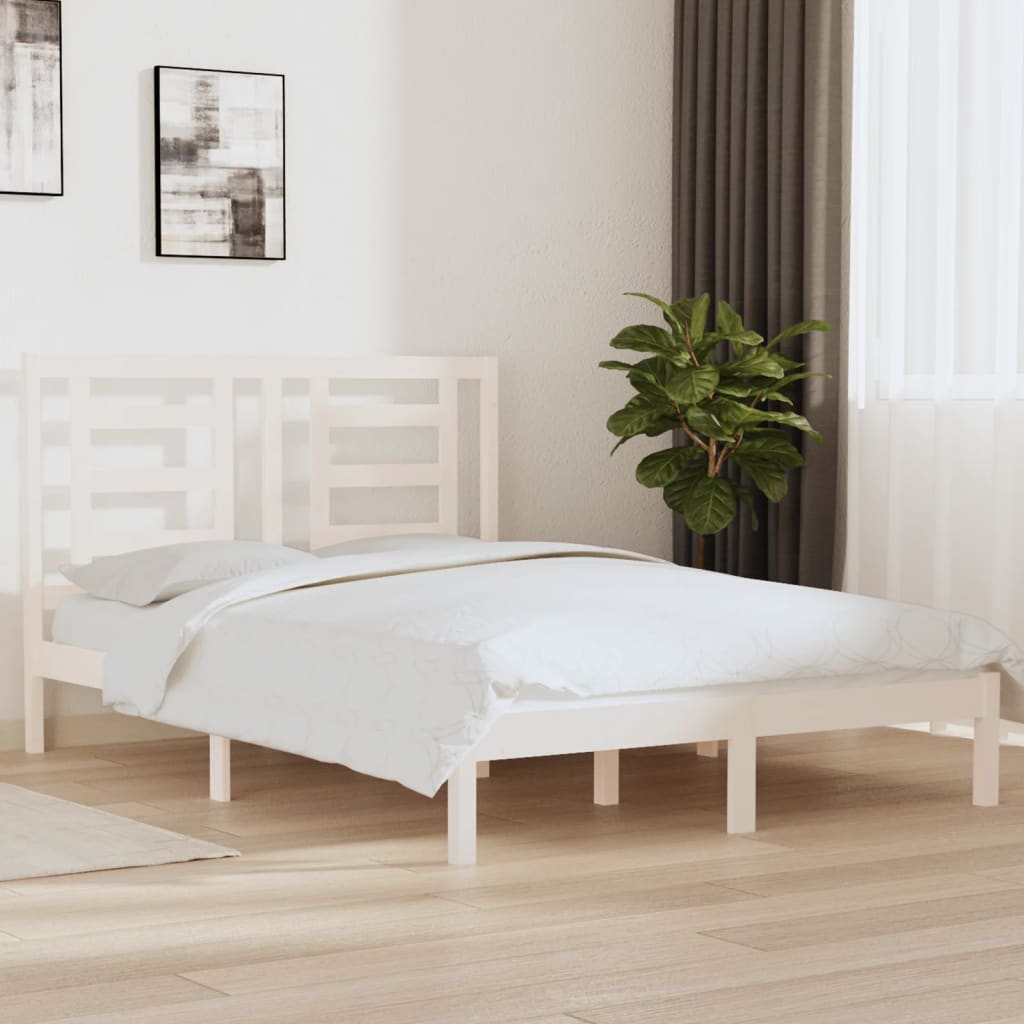Giroletto senza Materasso Bianco 150x200 cm Legno Massello Pino