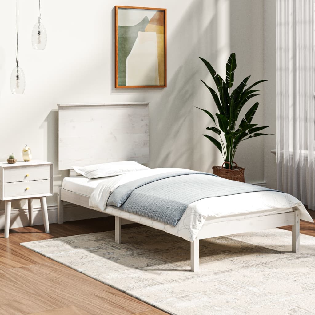 Giroletto senza Materasso Bianco 100x200 cm Legno Massello Pino