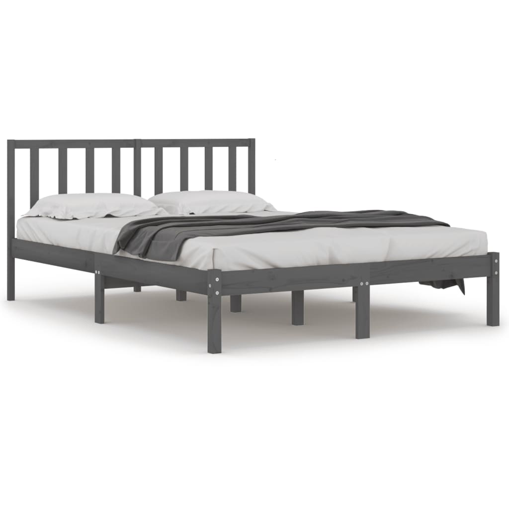 Giroletto Grigio in Legno Massello di Pino 135x190 cm Double