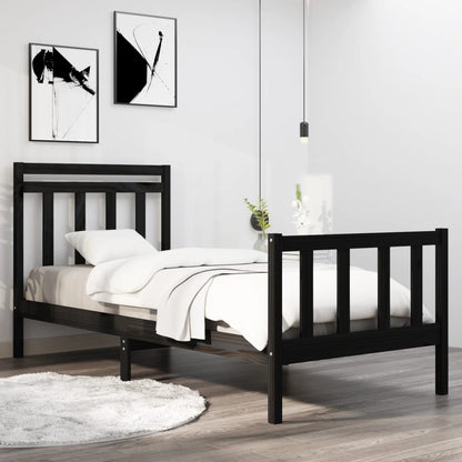 Giroletto in Legno Massello Nero 75x190 cm Small Single