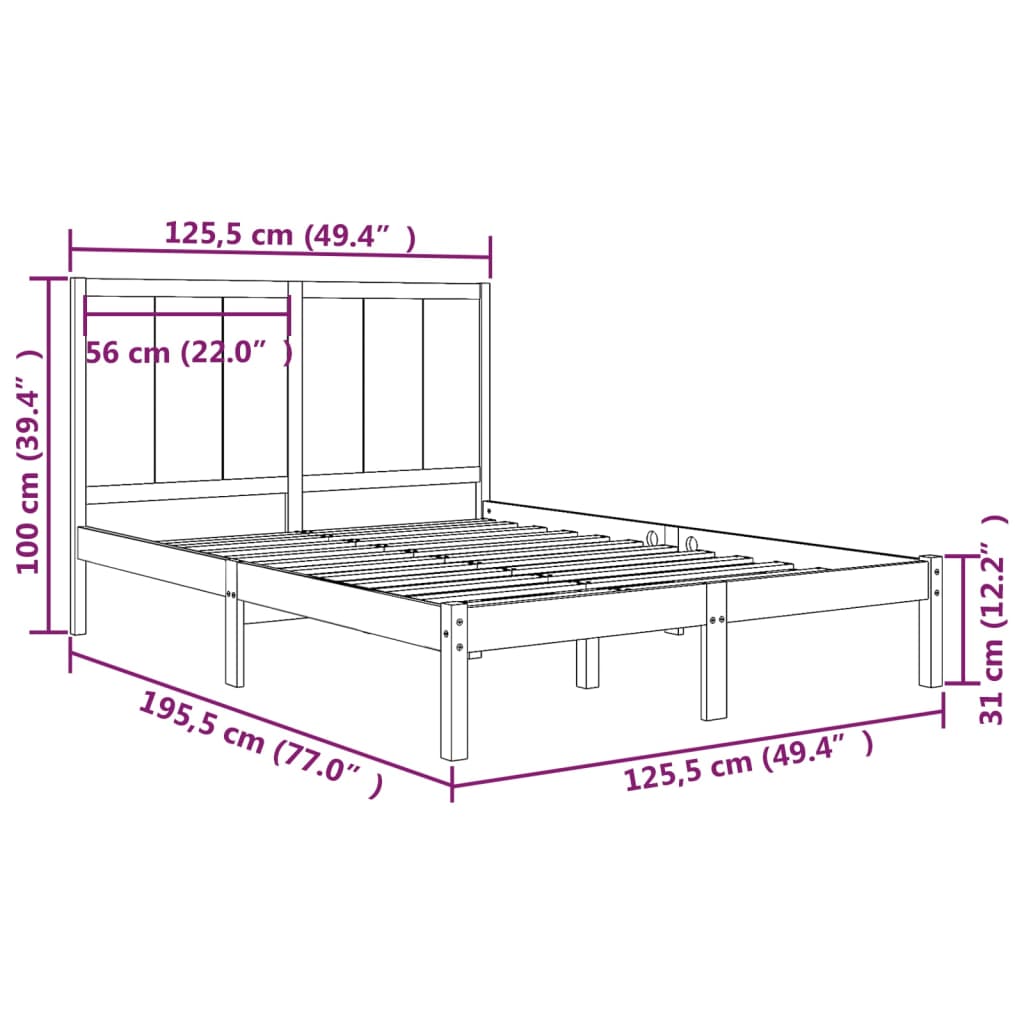 Giroletto senza Materasso 120x190 cm in Legno Massello di Pino