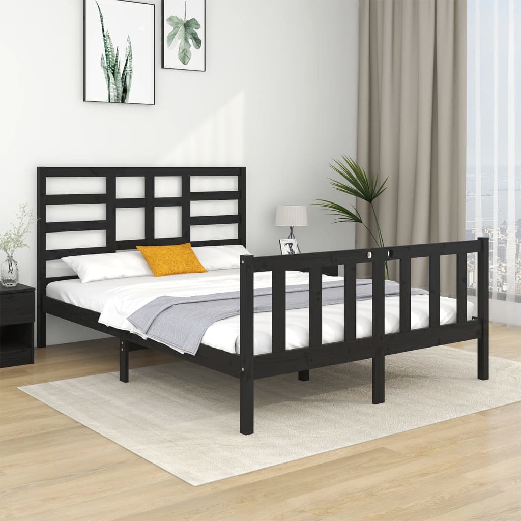 Giroletto Nero in Legno Massello 135x190 cm Double