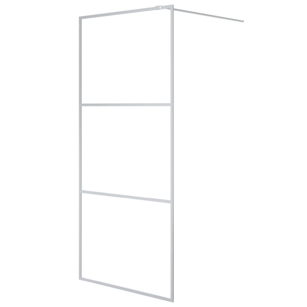 Parete Doccia Walk in Argento 90x195 cm Vetro Trasparente ESG