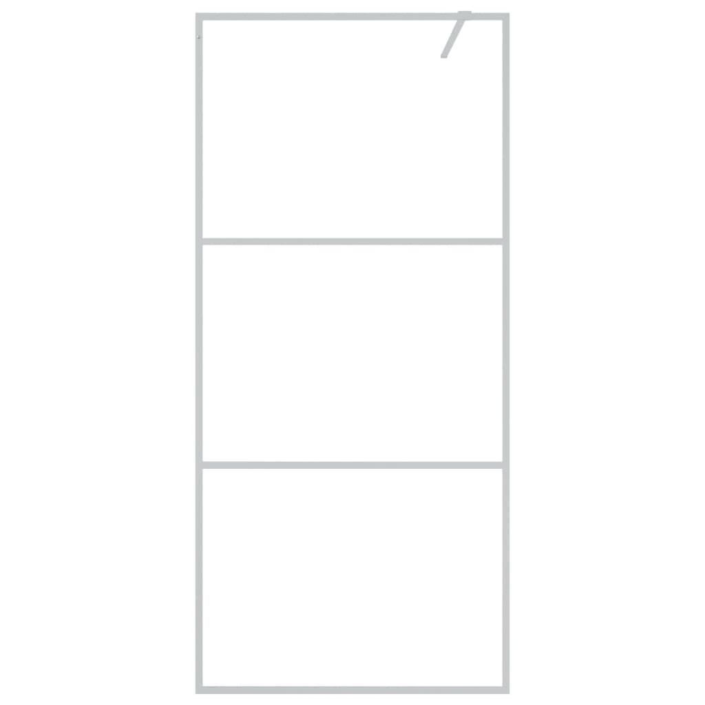 Parete Doccia Walk in Argento 90x195 cm Vetro Trasparente ESG