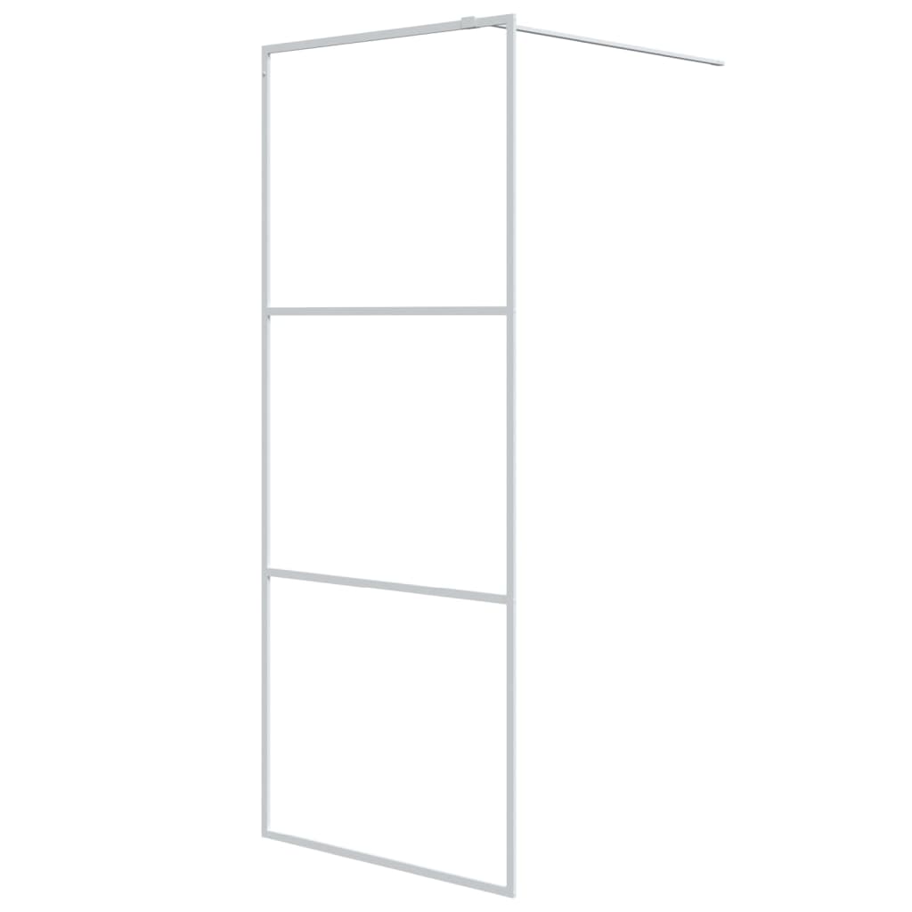 Parete Doccia Walk in Bianca 80x195 cm Vetro Trasparente ESG