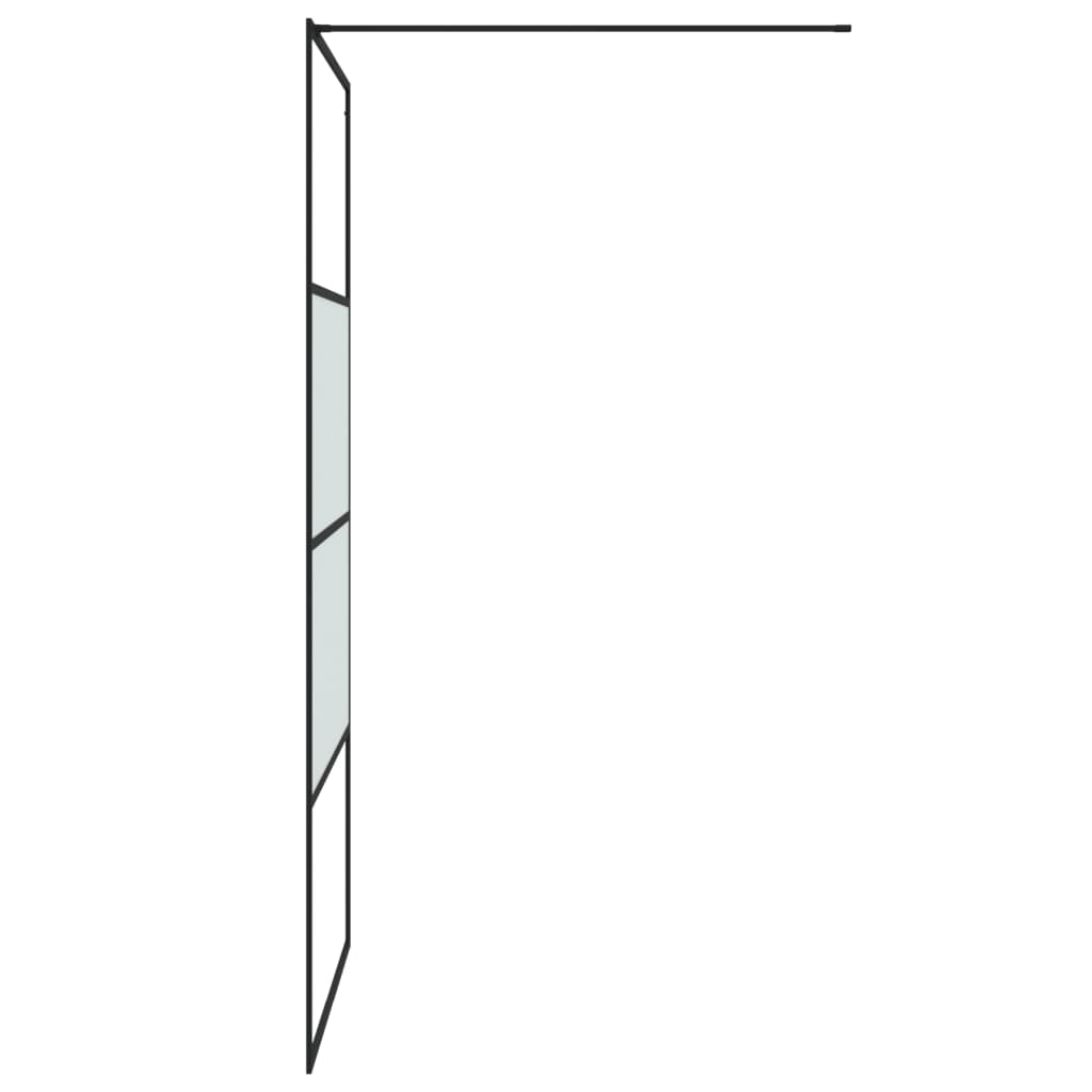 Parete Doccia Walk in Nera 100x195cm Vetro Semi Smerigliato ESG