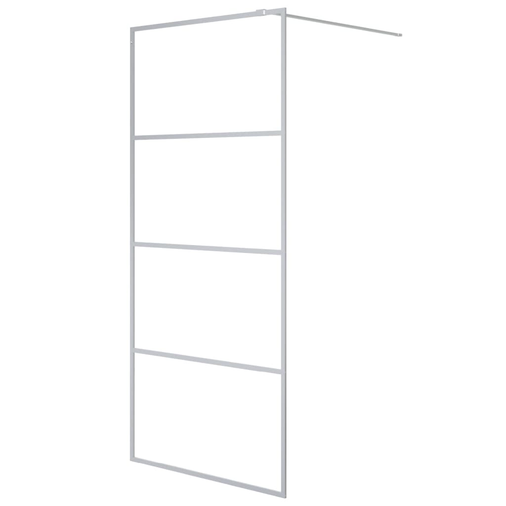 Parete Doccia Walk in Argento 90x195 cm Vetro Trasparente ESG