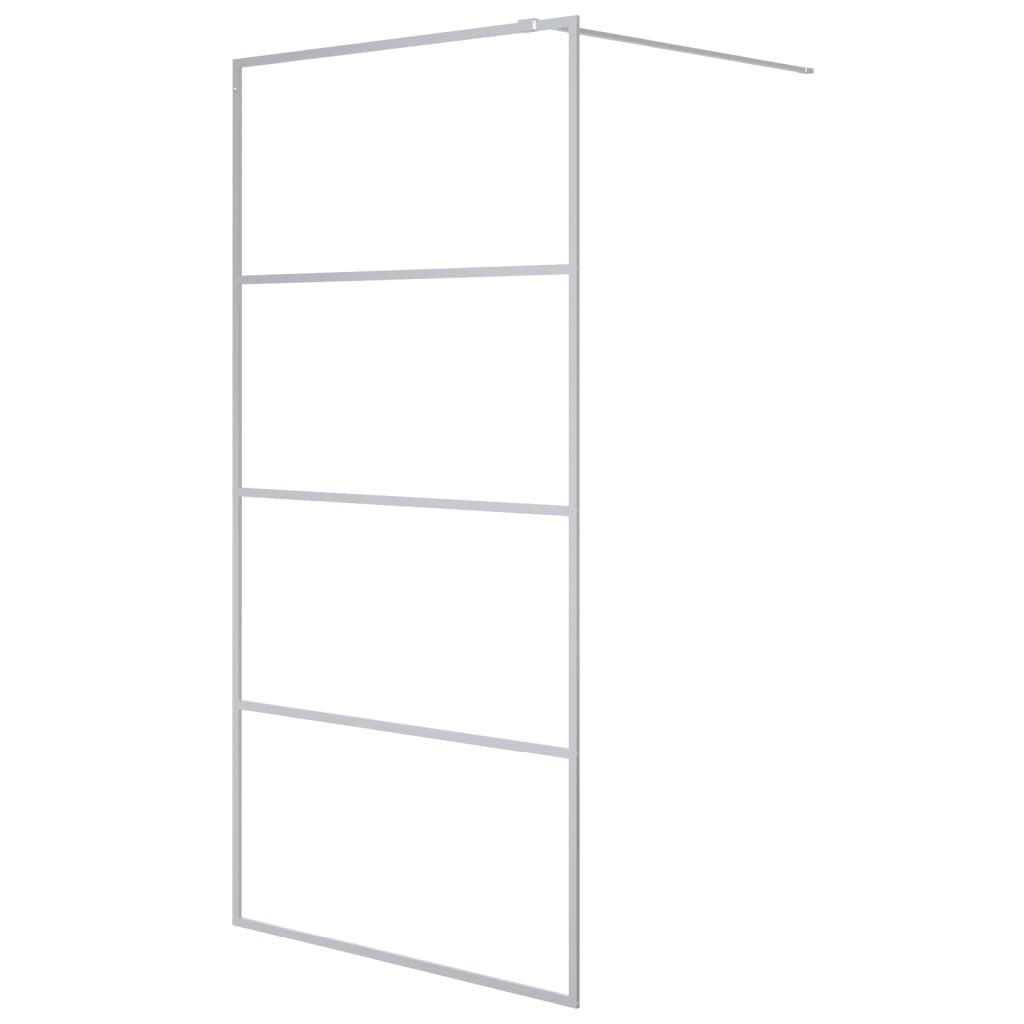 Parete Doccia Walk in Argento 100x195 cm Vetro Trasparente ESG