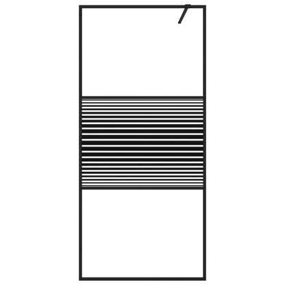 Parete Doccia Walk in Nero 90x195 cm Vetro Trasparente ESG