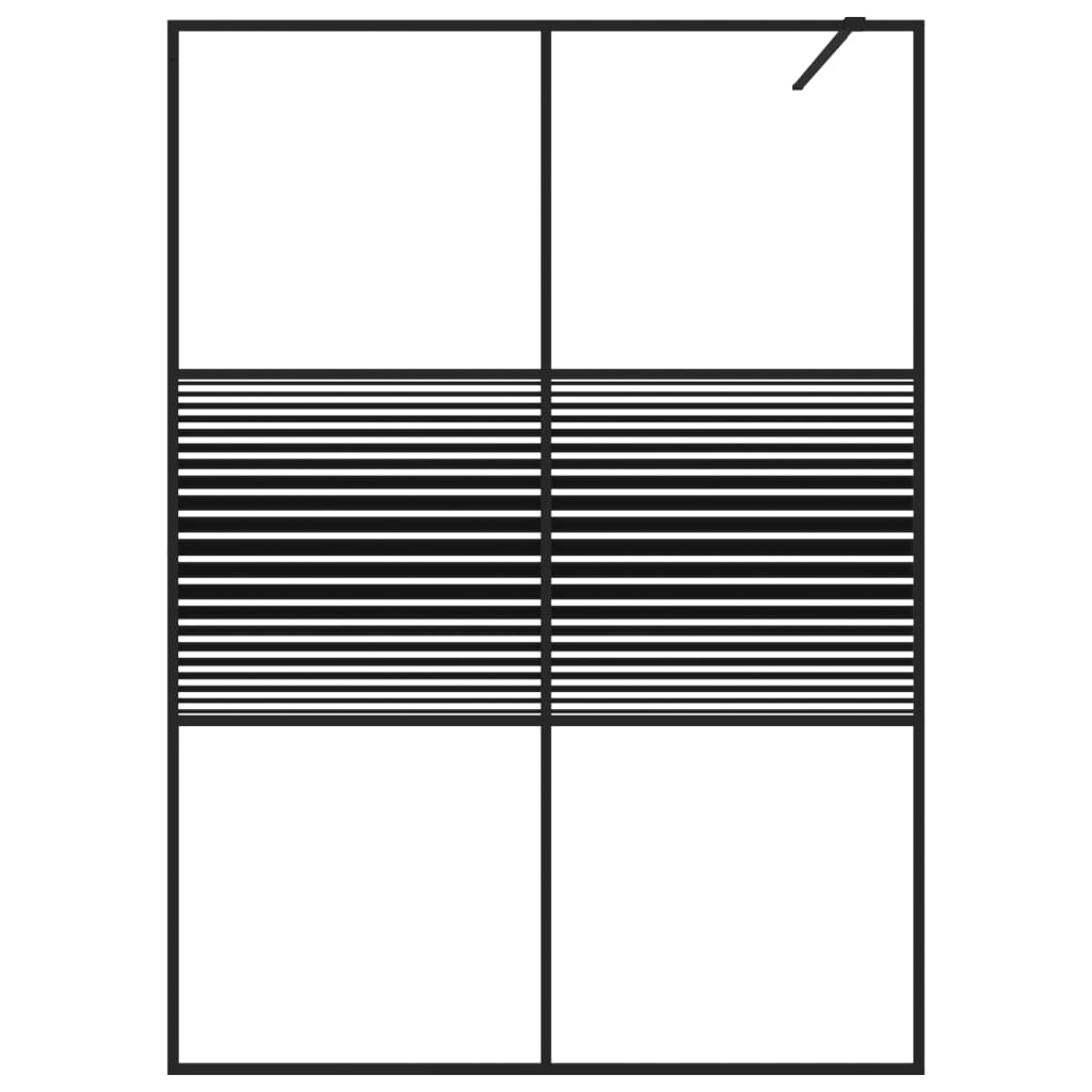 Parete Doccia Walk in Nero 140x195 cm Vetro Trasparente ESG