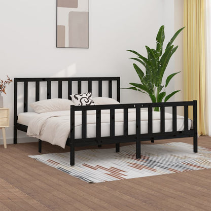 Giroletto Nero in Legno Massello 180x200 cm Super King