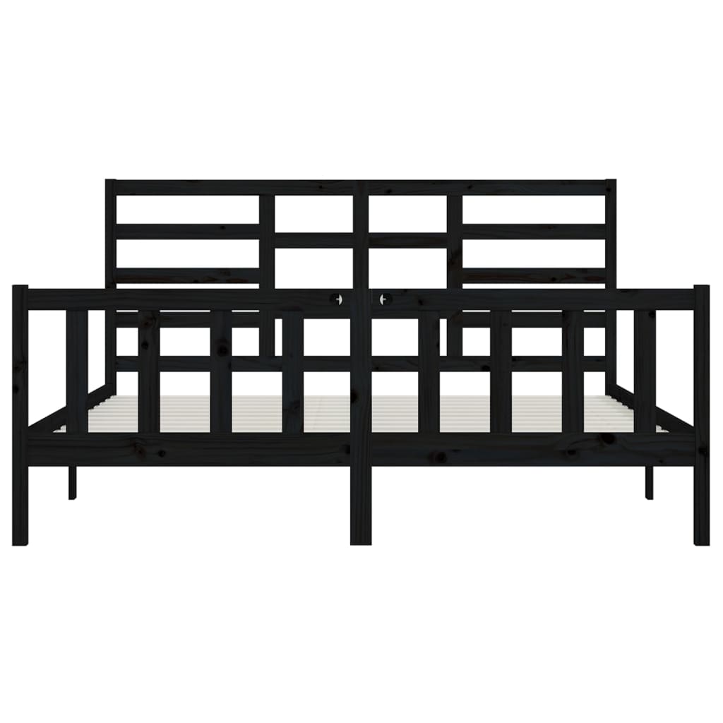 Giroletto Nero in Legno Massello 180x200 cm Super King