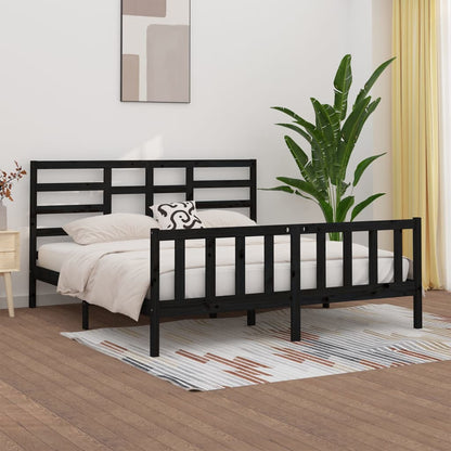 Giroletto Nero in Legno Massello 180x200 cm Super King