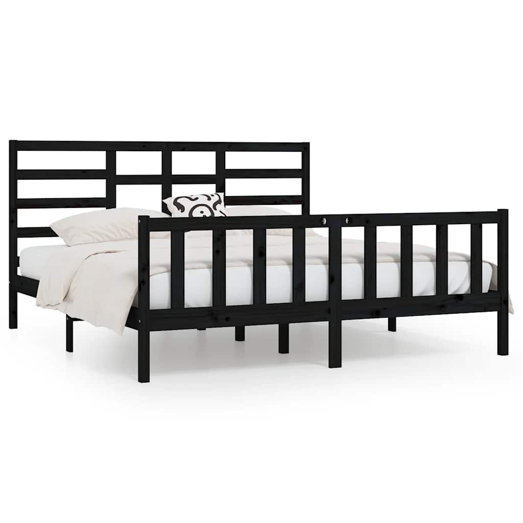 Giroletto Nero in Legno Massello di Pino 200x200 cm