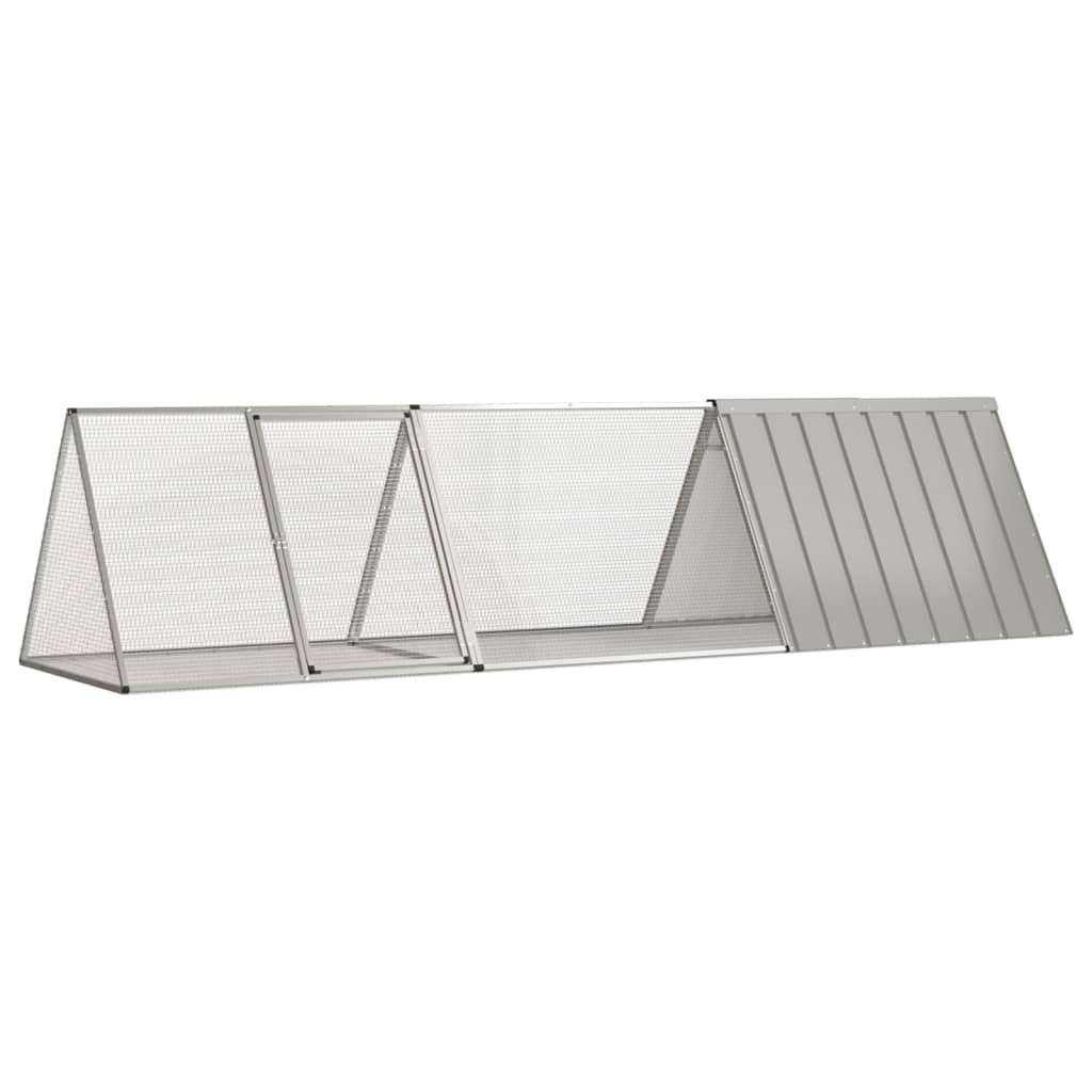 Gabbia per Conigli grigio 302,5x80,5x71 cm Acciaio Zincato