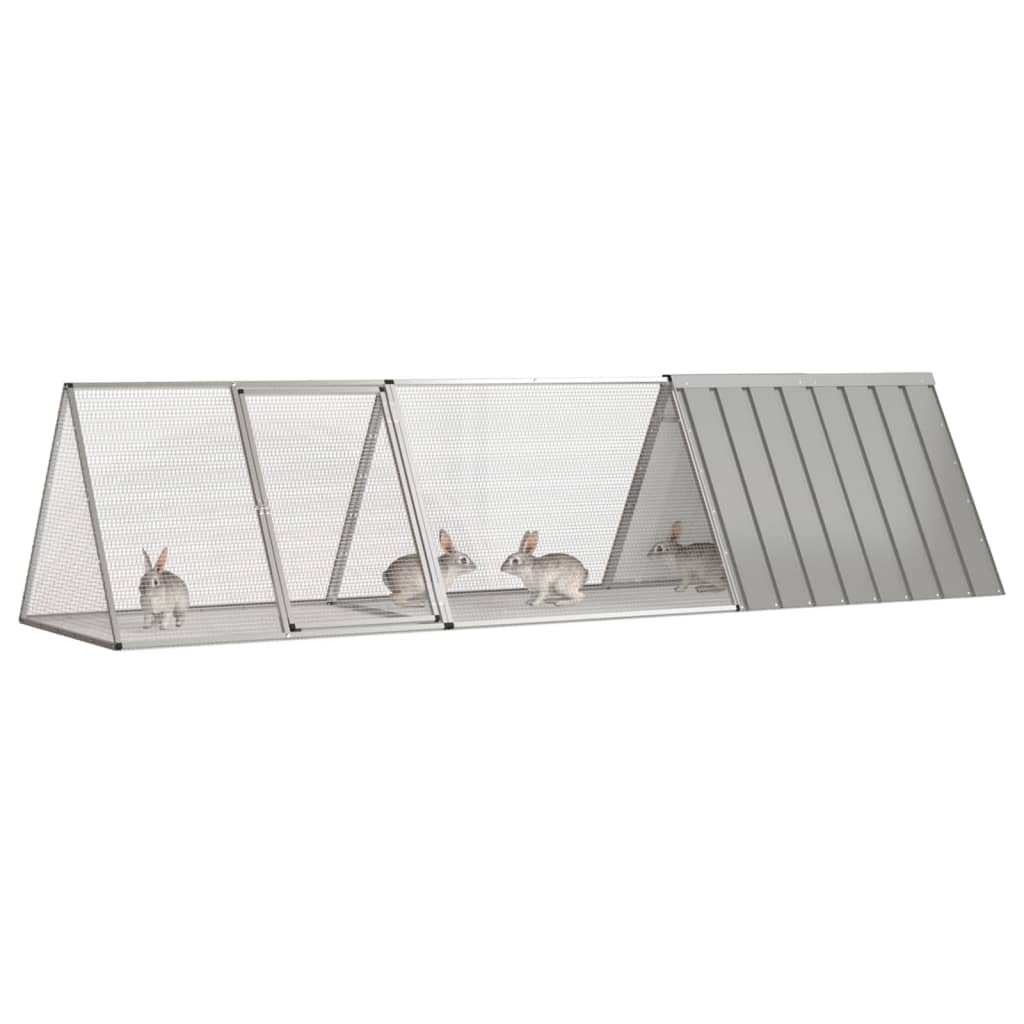Gabbia per Conigli grigio 302,5x80,5x71 cm Acciaio Zincato