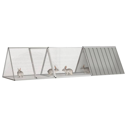 Gabbia per Conigli grigio 302,5x80,5x71 cm Acciaio Zincato