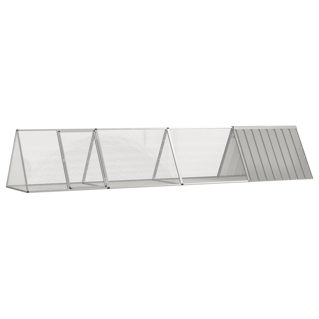 Gabbia per Conigli grigio 403,5x80,5x71 cm Acciaio Zincato