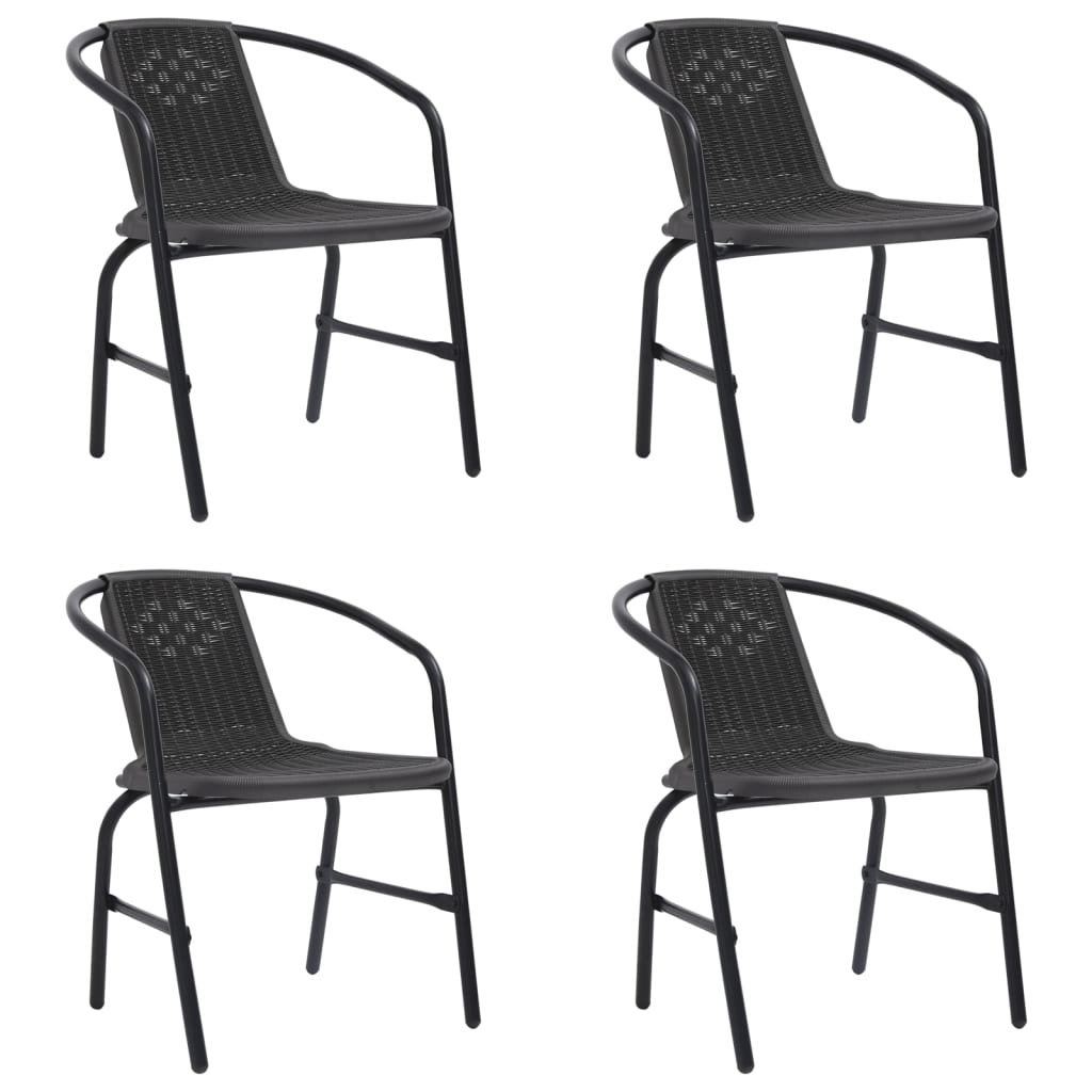 Sedie da Giardino 4 pz in Rattan in Plastica e Acciaio 110 kg