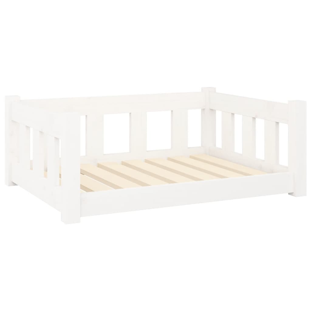 Cuccia per Cani Bianca 75,5x55,5x28cm in Legno Massello di Pino