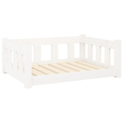 Cuccia per Cani Bianca 75,5x55,5x28cm in Legno Massello di Pino