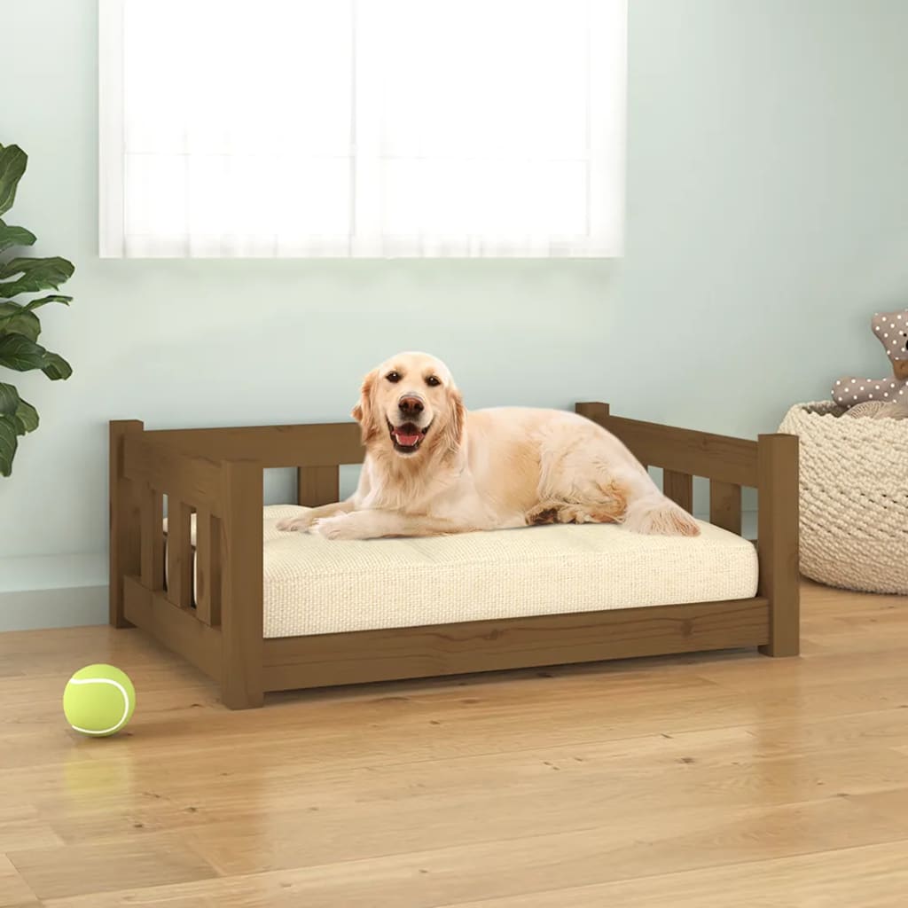 Cuccia per Cani Ambra 75,5x55,5x28 cm in Legno Massello di Pino
