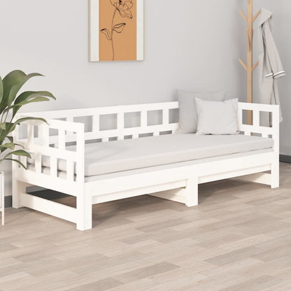 Dormeuse Estraibile Bianca Legno Massello di Pino 2x(90x200) cm