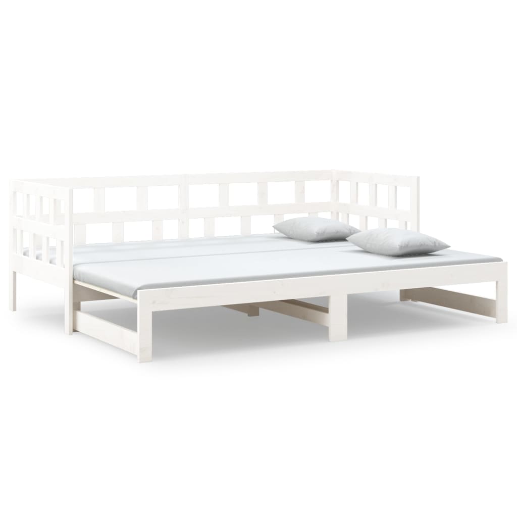Dormeuse Estraibile Bianca Legno Massello di Pino 2x(80x200) cm