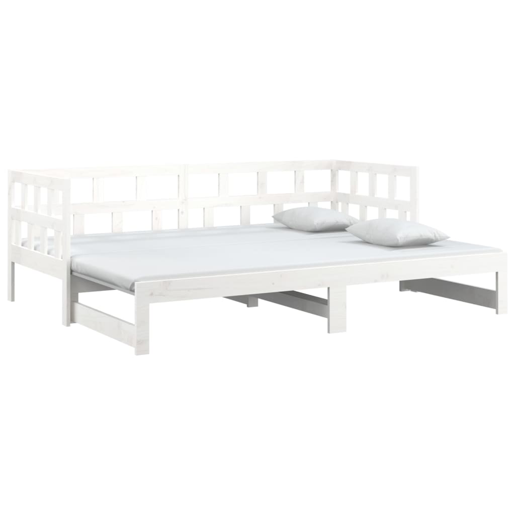 Dormeuse Estraibile Bianca Legno Massello di Pino 2x(80x200) cm