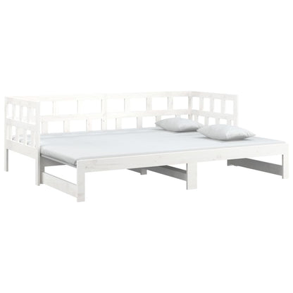 Dormeuse Estraibile Bianca Legno Massello di Pino 2x(80x200) cm