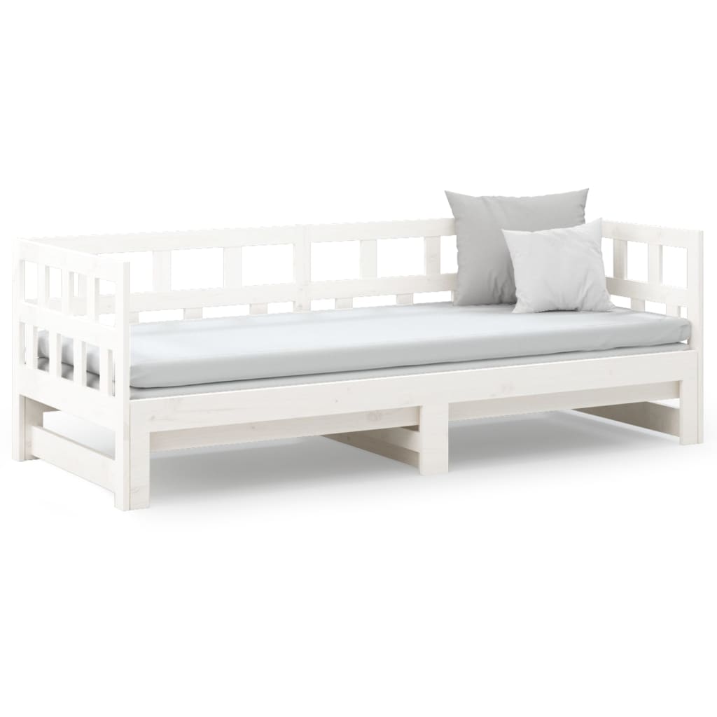 Dormeuse Estraibile Bianca Legno Massello di Pino 2x(80x200) cm