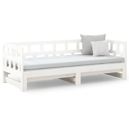 Dormeuse Estraibile Bianca Legno Massello di Pino 2x(80x200) cm