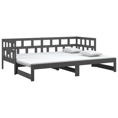Dormeuse Estraibile Grigia Legno Massello di Pino 2x(90x190) cm