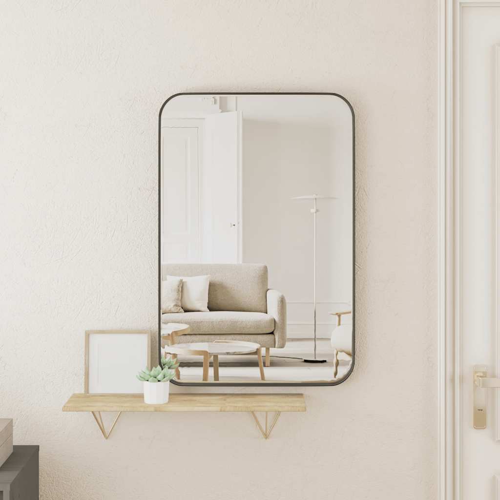 Specchio da Parete Nero 40x60 cm Rettangolare
