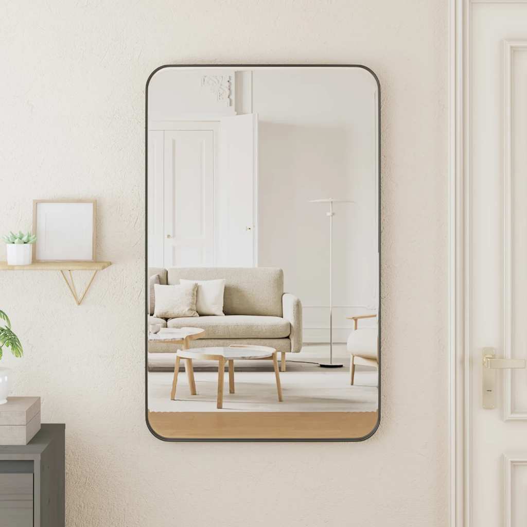 Specchio da Parete Nero 50x80 cm Rettangolare