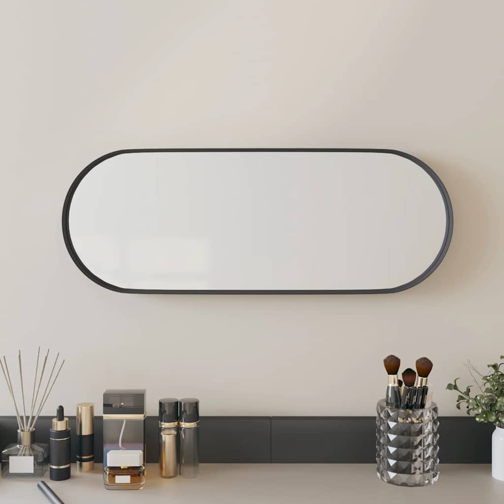 Specchio da Parete Nero 15x40 cm Ovale