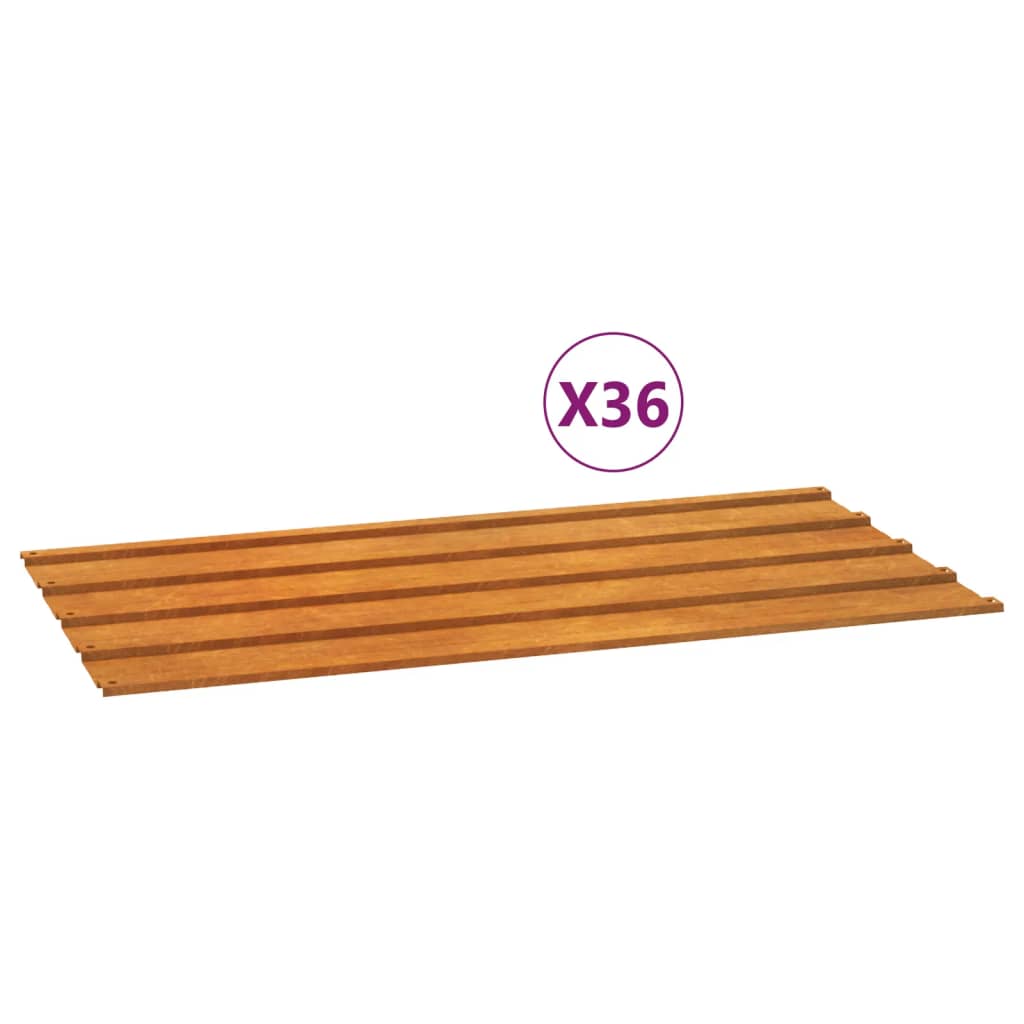 Pannelli per Tetti 12 pz Ruggine 80x44 cm in Acciaio Corten