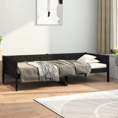 Dormeuse Nera in Legno Massello di Pino 90x190 cm