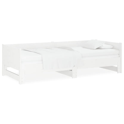 Dormeuse Estraibile Bianca Legno Massello di Pino 2x(90x200) cm