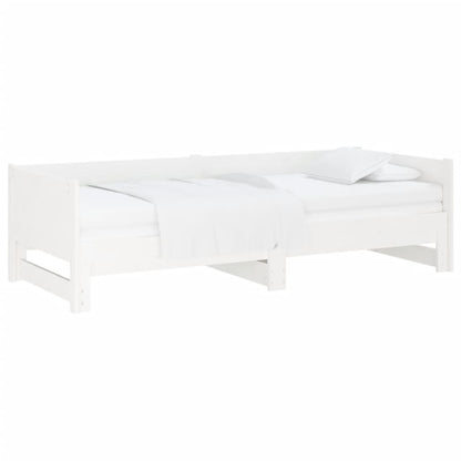 Dormeuse Estraibile Bianca Legno Massello di Pino 2x(90x200) cm