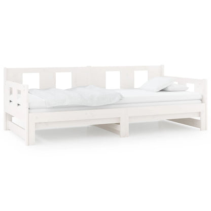Dormeuse Estraibile Bianca Legno Massello di Pino 2x(90x200) cm