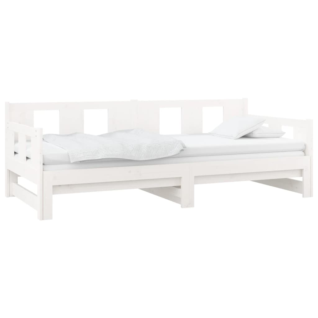 Dormeuse Estraibile Bianca Legno Massello di Pino 2x(90x200) cm