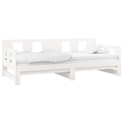 Dormeuse Estraibile Bianca Legno Massello di Pino 2x(90x200) cm