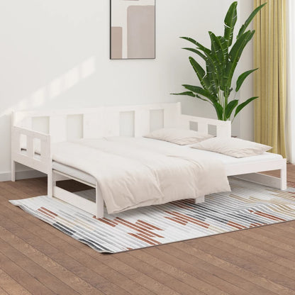 Dormeuse Estraibile Bianca Legno Massello di Pino 2x(90x200) cm