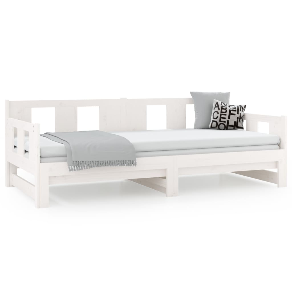 Dormeuse Estraibile Bianca Legno Massello di Pino 2x(90x200) cm